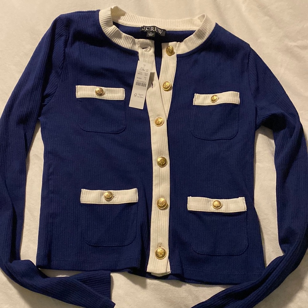 J. Crew Blue and White Cardigan *NWT*